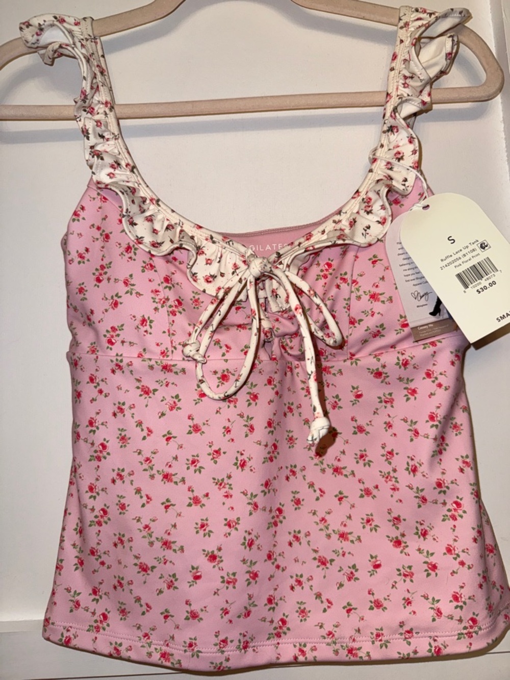 Pink Floral Ruffle Tank Top - Picture 7 of 7